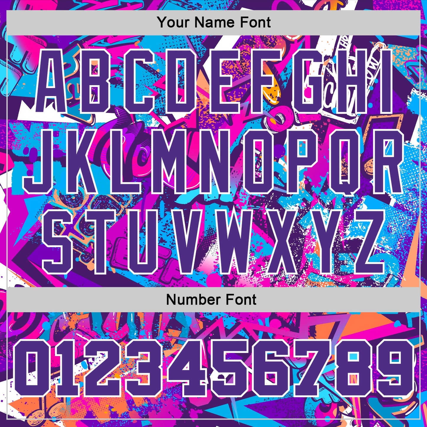 Custom Graffiti Pattern Purple-White 3D Words Authentic Basketball Jersey view 4