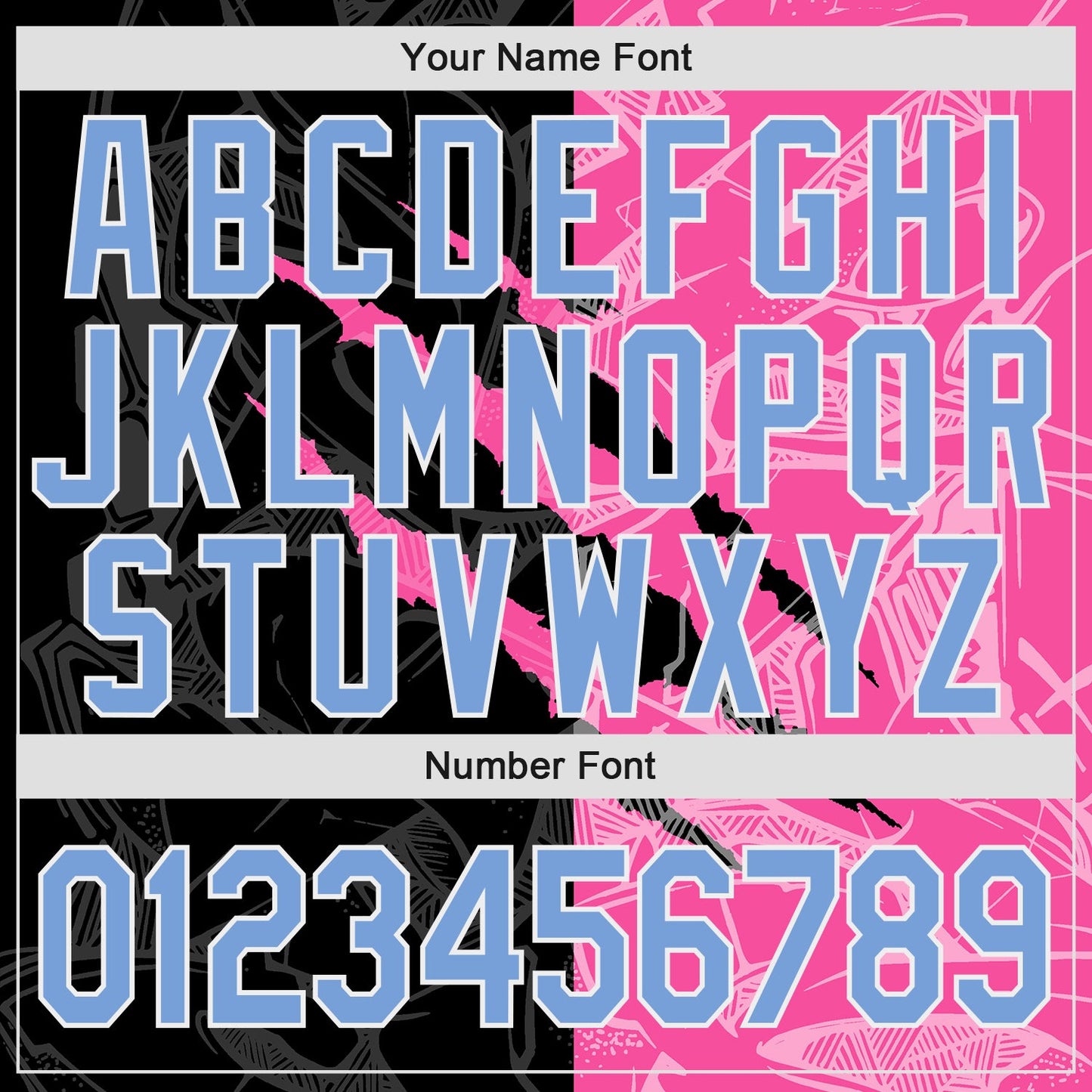 Custom Graffiti Pattern Light Blue Pink-Black 3D Scratch Authentic Baseball Jersey view 5