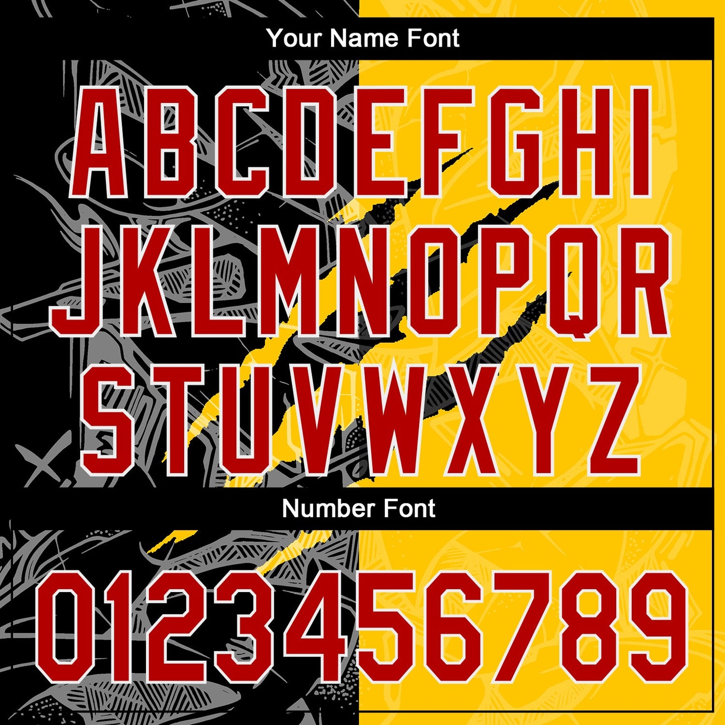 Custom Graffiti Pattern Red Yellow-Black 3D Scratch Authentic Baseball Jersey view 5