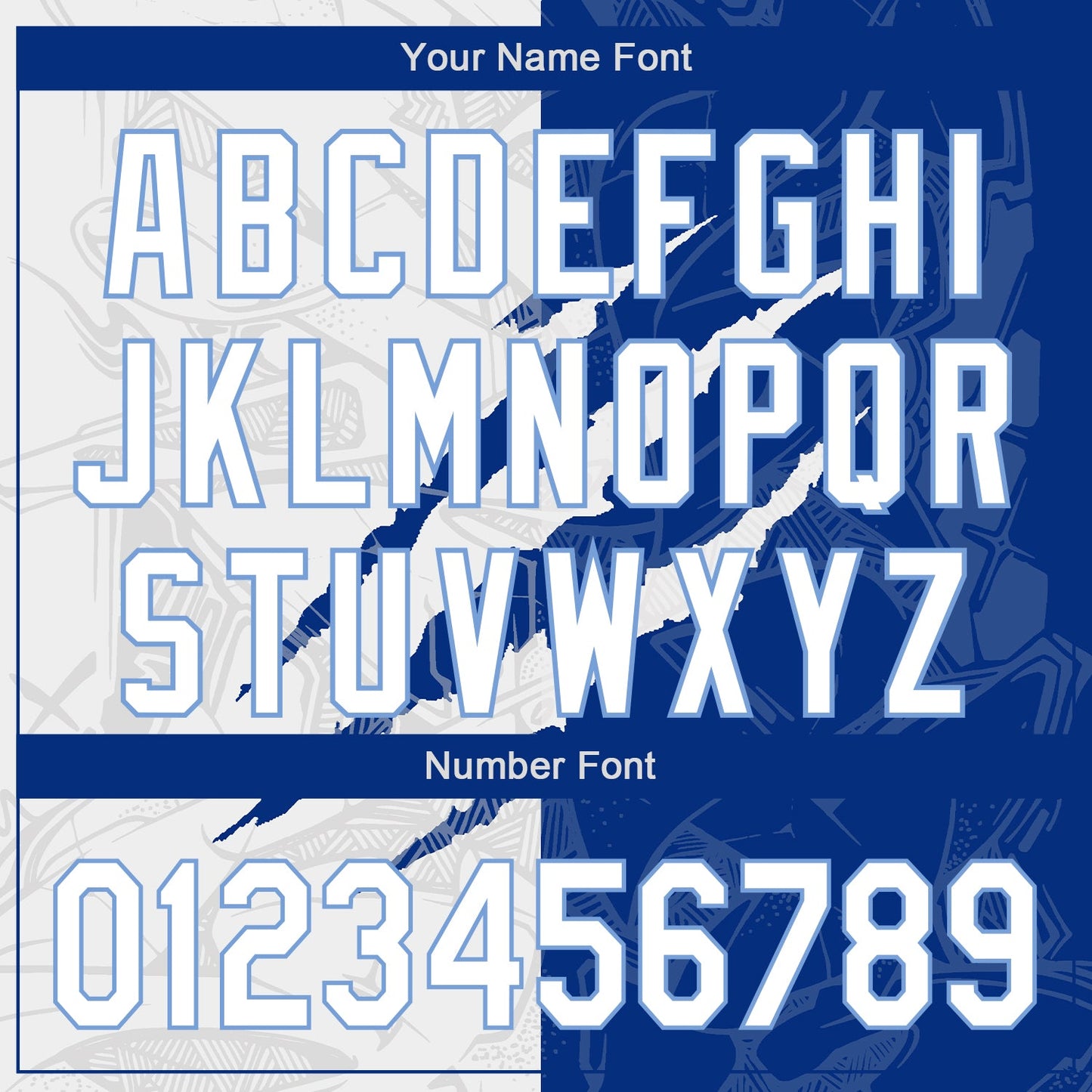 Custom Graffiti Pattern White Royal-Light Blue 3D Scratch Authentic Baseball Jersey view 5