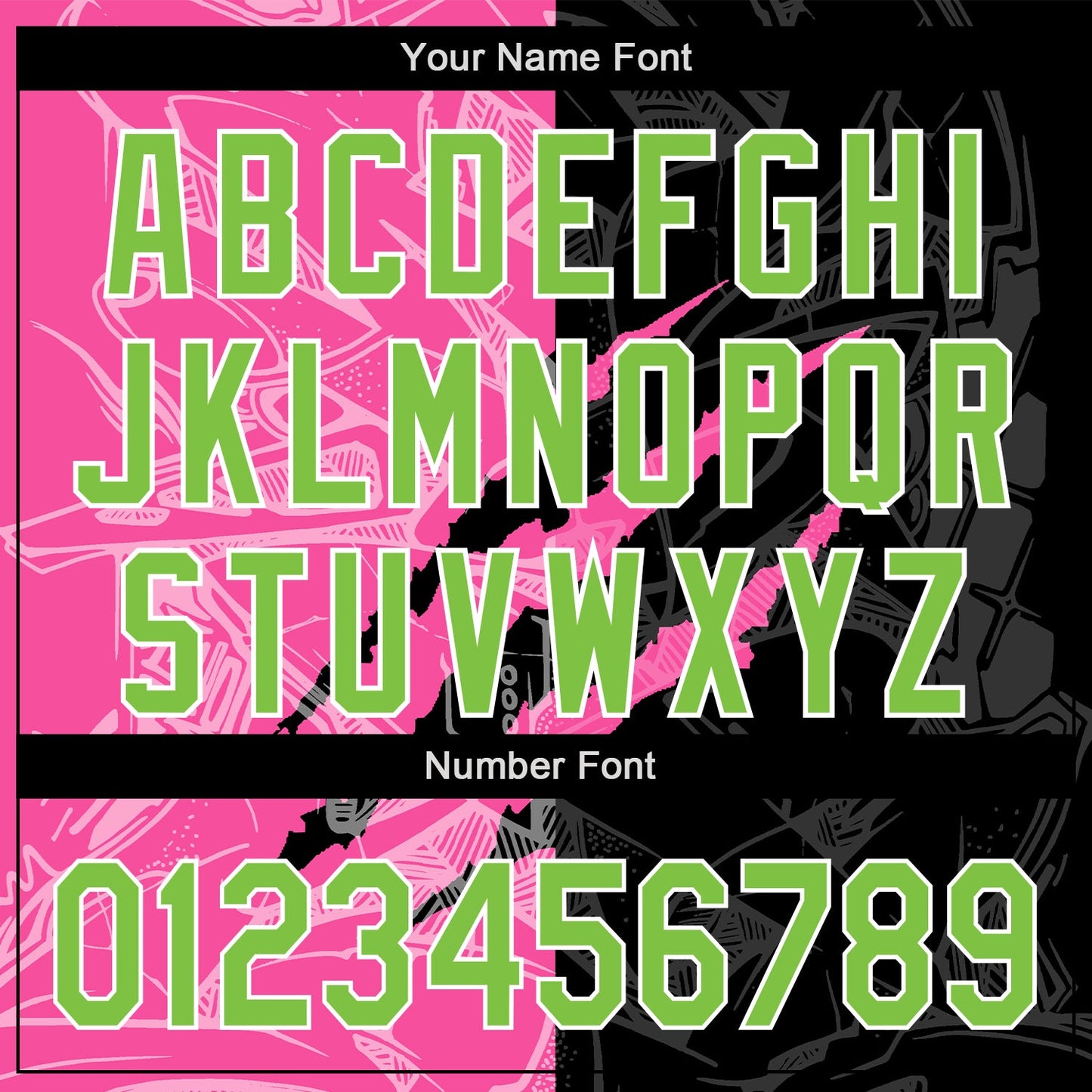 Custom Graffiti Pattern Neon Green Black-Pink 3D Scratch Authentic Baseball Jersey view 5