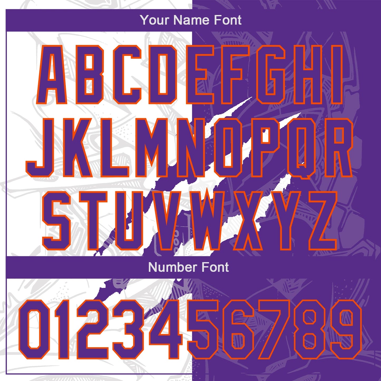 Custom Graffiti Pattern Purple-Orange 3D Scratch Authentic Baseball Jersey view 5