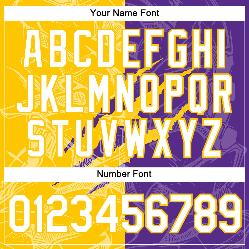 Custom Graffiti Pattern Purple-Yellow Scratch 3D Performance T-Shirt view 4