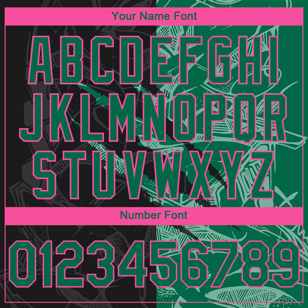 Custom Stitched Graffiti Pattern Black Kelly Green-Pink 3D Scratch Sports Pullover Sweatshirt Hoodie view 4