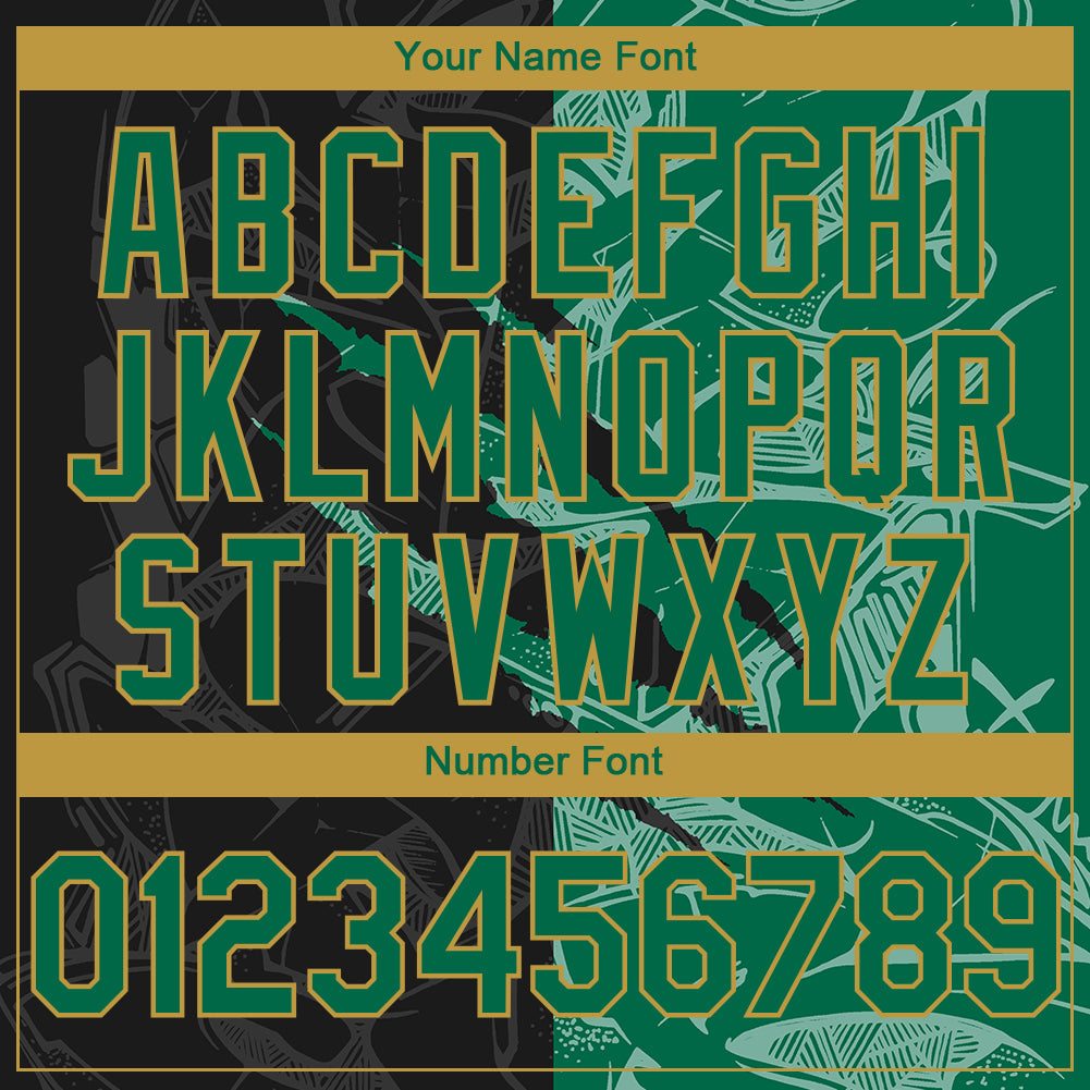 Custom Stitched Graffiti Pattern Black Kelly Green-Old Gold 3D Scratch Sports Pullover Sweatshirt Hoodie view 4