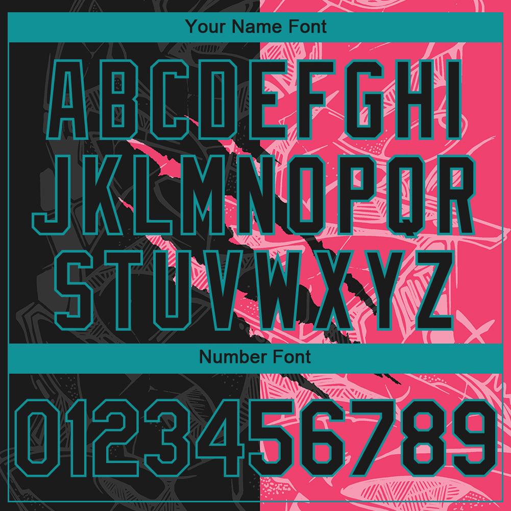 Custom Stitched Graffiti Pattern Black Neon Pink-Teal 3D Scratch Sports Pullover Sweatshirt Hoodie view 4