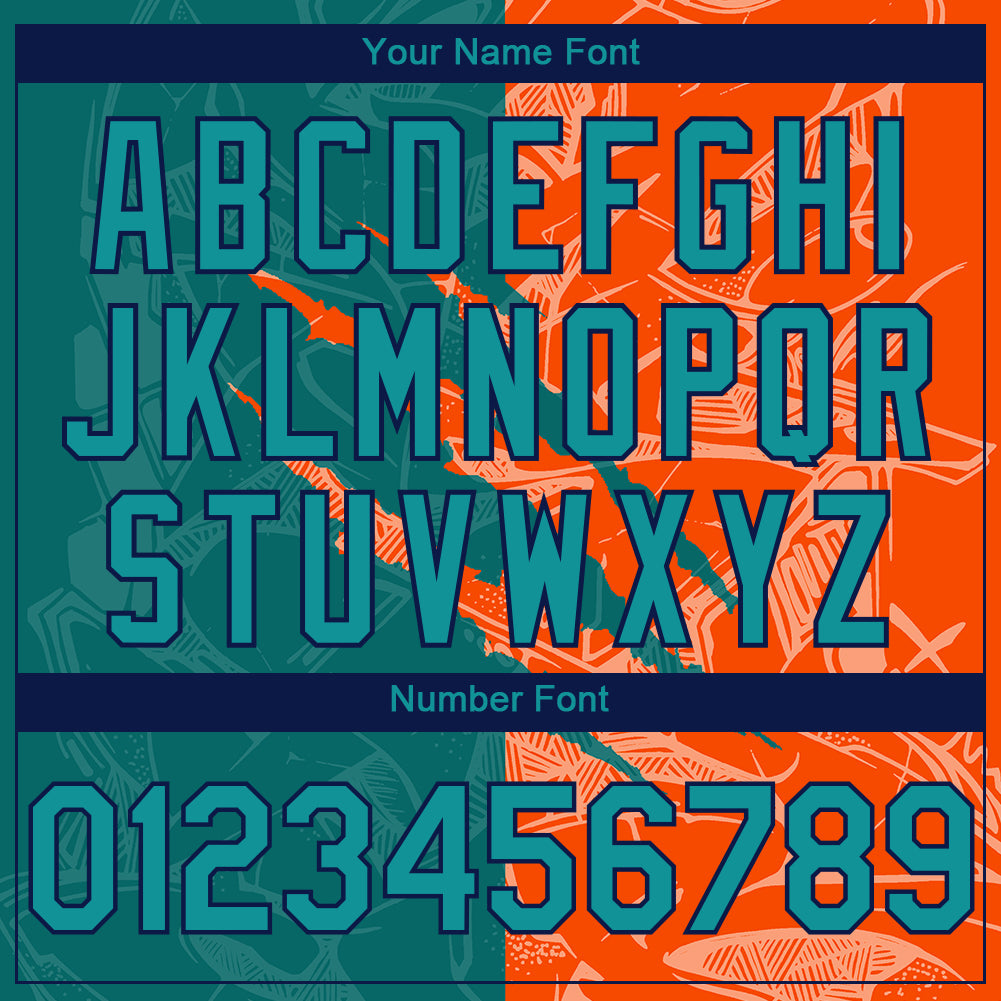 Custom Stitched Graffiti Pattern Teal Orange-Black 3D Scratch Sports Pullover Sweatshirt Hoodie view 4