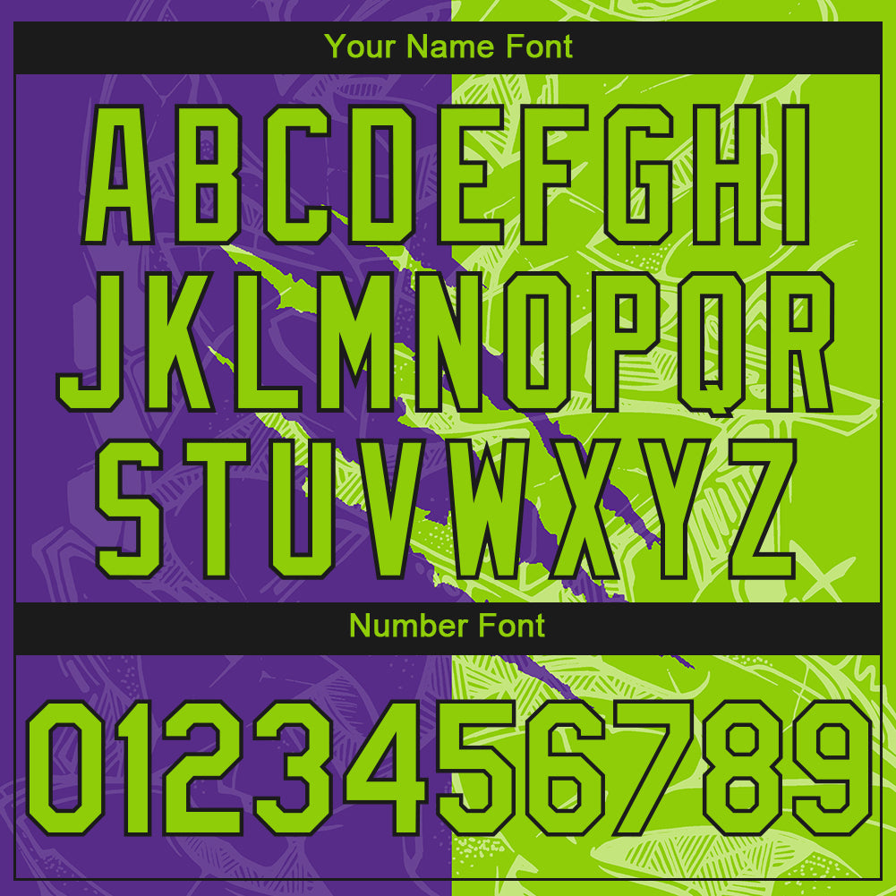 Custom Stitched Graffiti Pattern Neon Green Purple-Black 3D Scratch Sports Pullover Sweatshirt Hoodie view 4