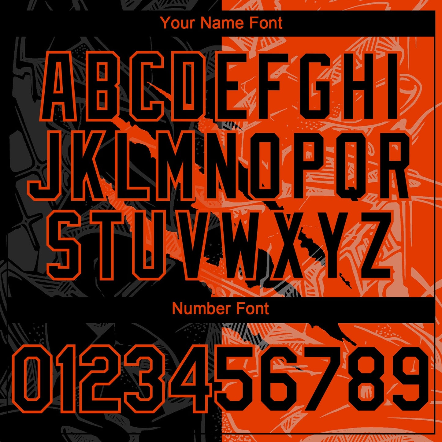 Custom Graffiti Pattern Black-Orange 3D Scratch Authentic Baseball Jersey view 5