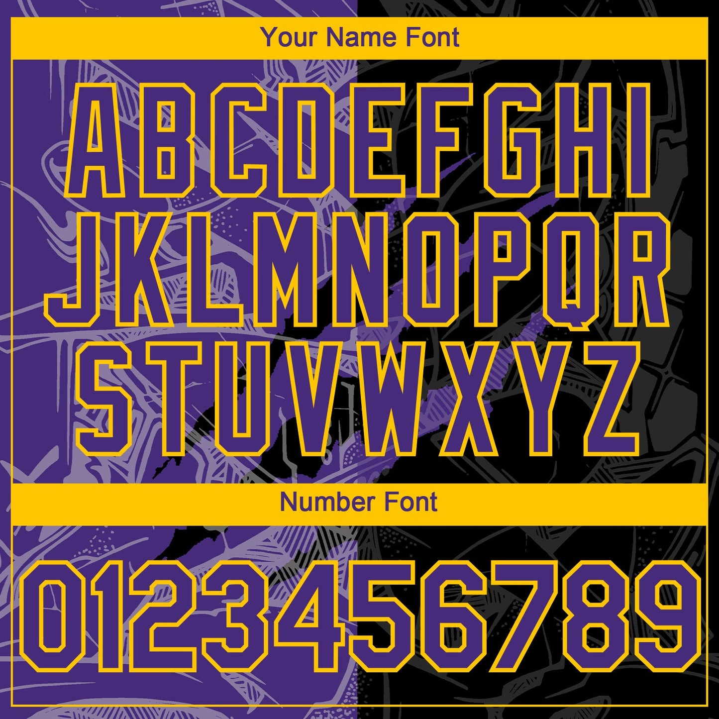 Custom Graffiti Pattern Purple Black-Yellow 3D Scratch Authentic Baseball Jersey view 5