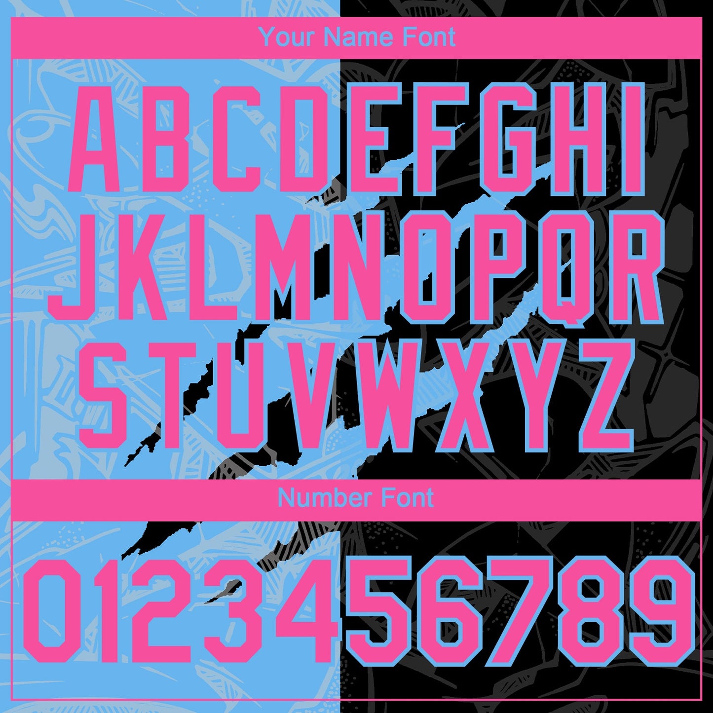 Custom Graffiti Pattern Pink Black-Sky Blue 3D Scratch Authentic Baseball Jersey view 5