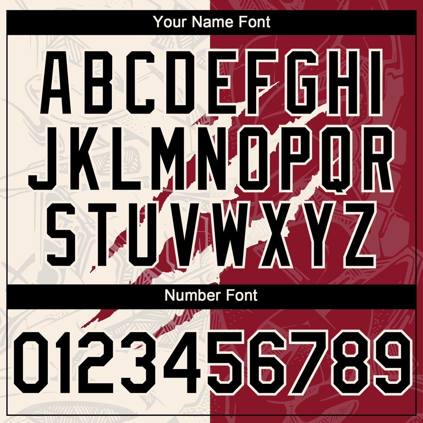 Custom Graffiti Pattern Black Crimson-Cream 3D Scratch Authentic Baseball Jersey view 5