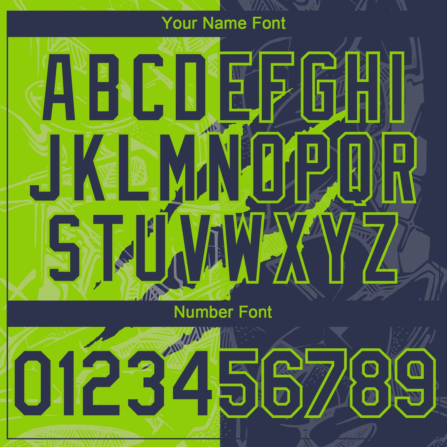 Custom Graffiti Pattern Navy-Neon Green 3D Scratch Authentic Baseball Jersey view 5
