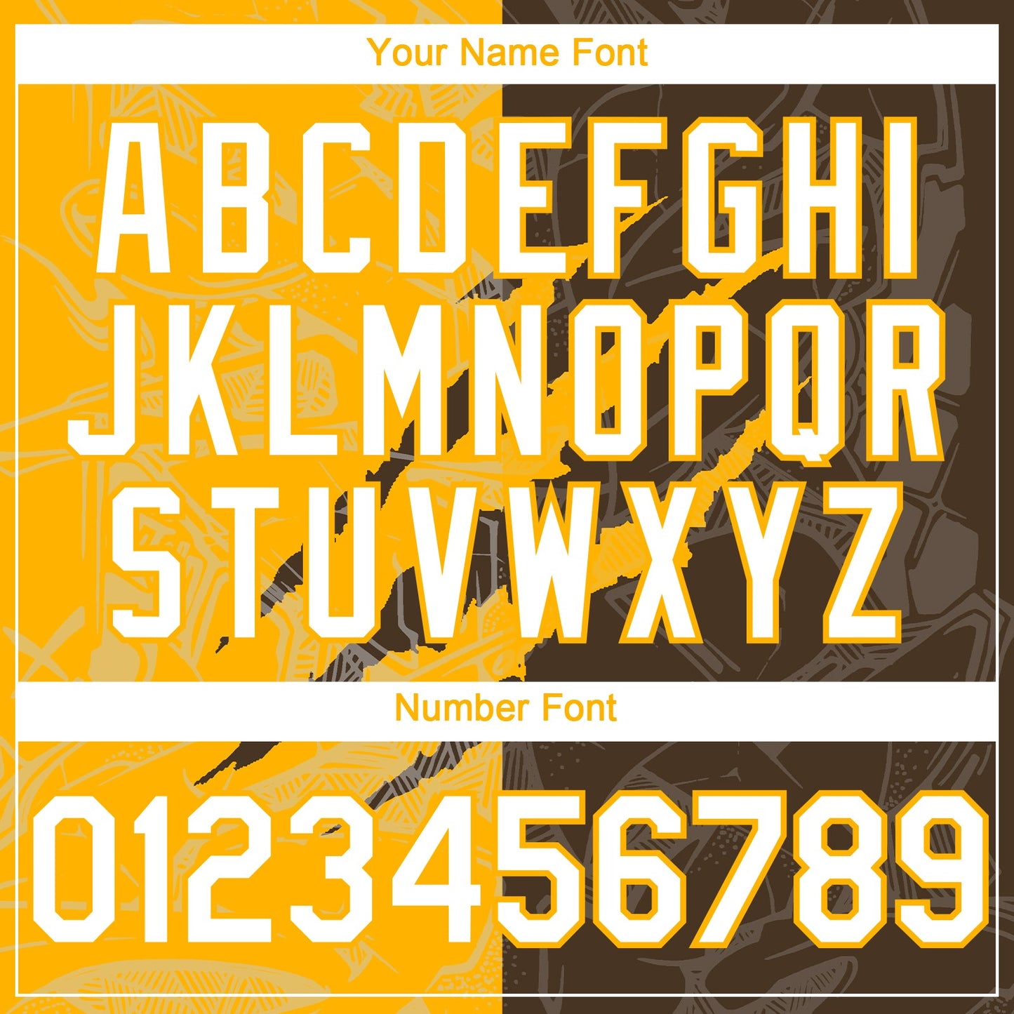 Custom Graffiti Pattern White Brown-Gold 3D Scratch Authentic Baseball Jersey view 5