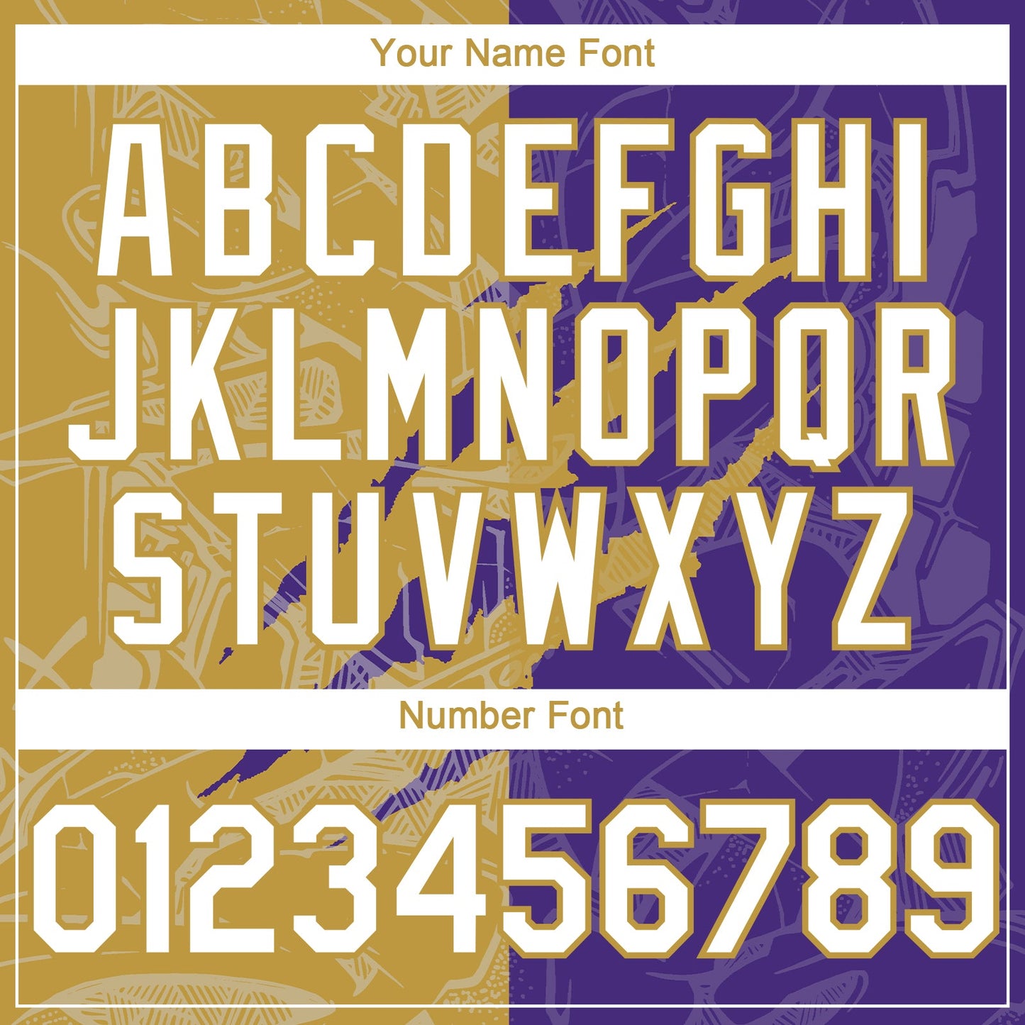 Custom Graffiti Pattern White Purple-Old Gold 3D Scratch Authentic Baseball Jersey view 5