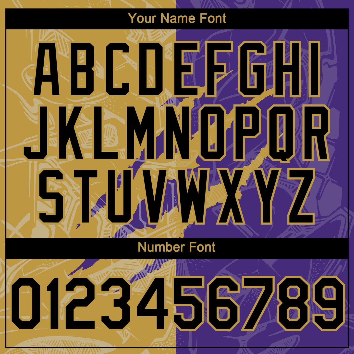 Custom Graffiti Pattern Black Purple-Old Gold 3D Scratch Authentic Baseball Jersey view 5