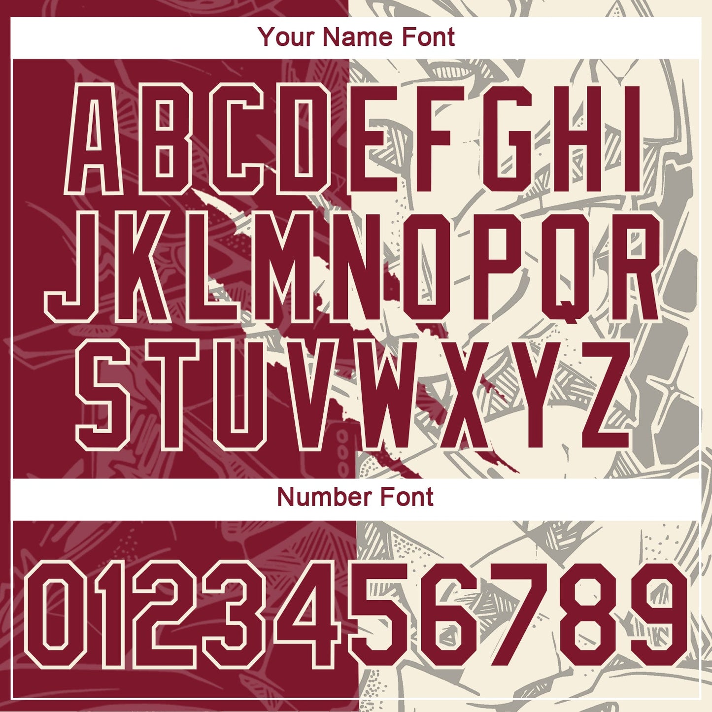 Custom Graffiti Pattern Crimson-Cream Scratch 3D Performance T-Shirt view 4