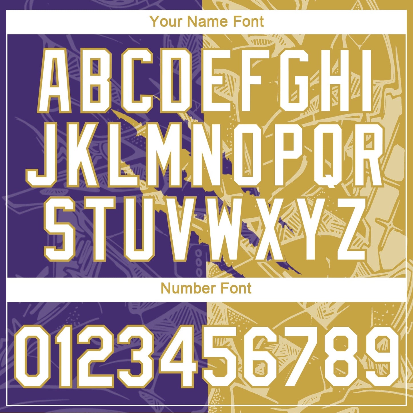 Custom Graffiti Pattern White Purple-Old Gold Scratch 3D Performance T-Shirt view 4