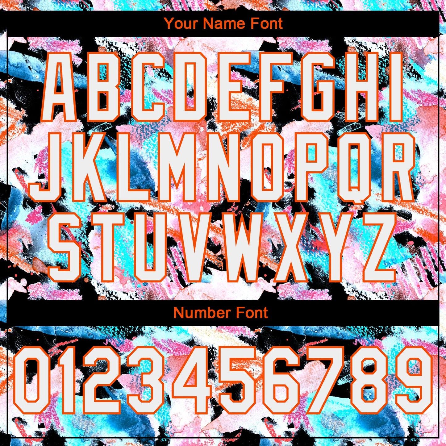 Custom Stitched Graffiti Pattern White Black-Orange 3D Watercolor Grunge Art Sports Pullover Sweatshirt Hoodie view 4