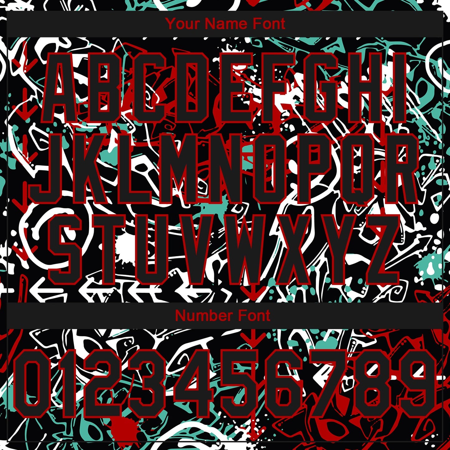 Custom Stitched Graffiti Pattern Black-Red 3D Abstract Grunge Art Sports Pullover Sweatshirt Hoodie view 4