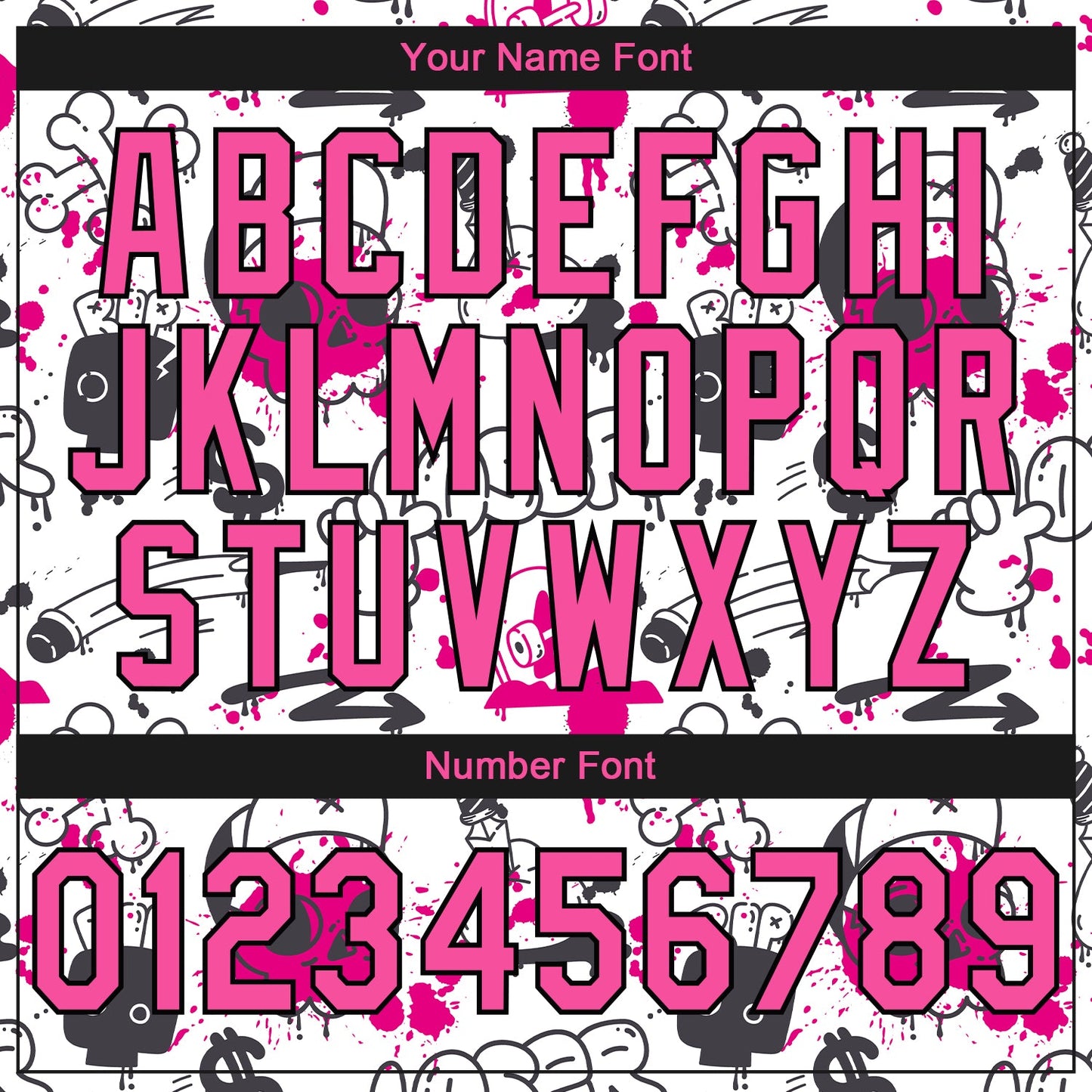 Custom Stitched Graffiti Pattern Pink-Black 3D Abstract Grunge Art Sports Pullover Sweatshirt Hoodie view 4