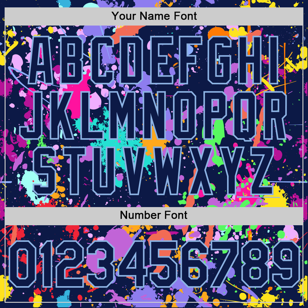 Custom Graffiti Pattern Navy-Light Blue Authentic Baseball Jersey view 5