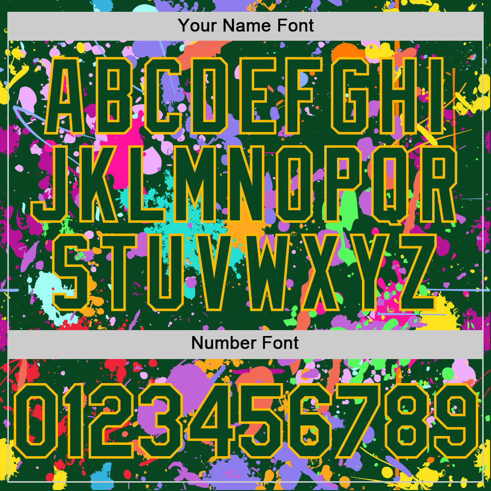 Custom Graffiti Pattern Green-Gold Authentic Baseball Jersey view 5