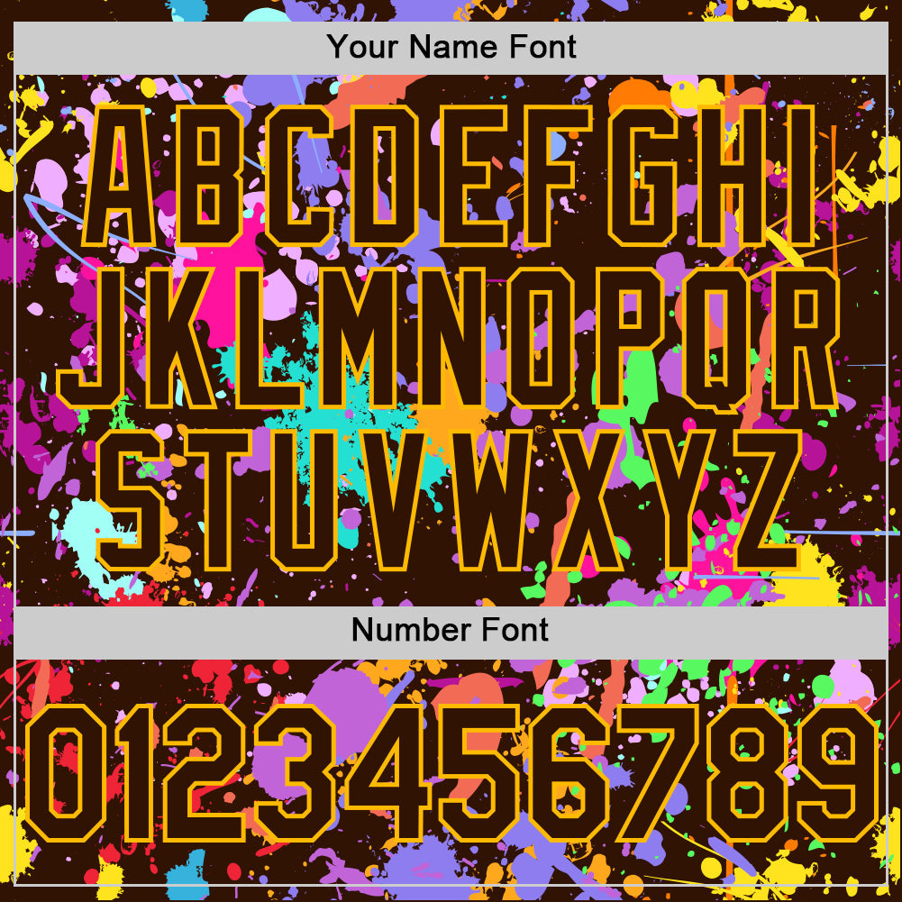 Custom Graffiti Pattern Brown-Gold Authentic Baseball Jersey view 5