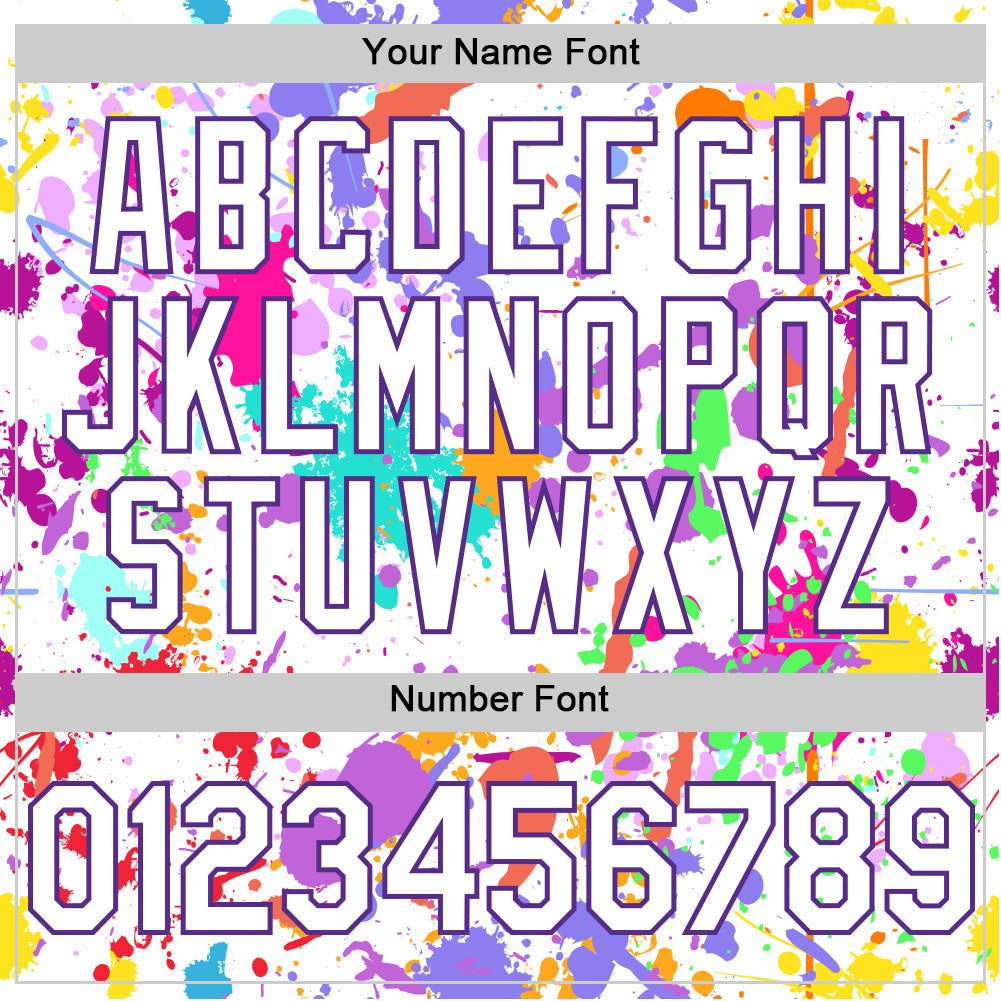 Custom Graffiti Pattern White-Purple Authentic Baseball Jersey view 5