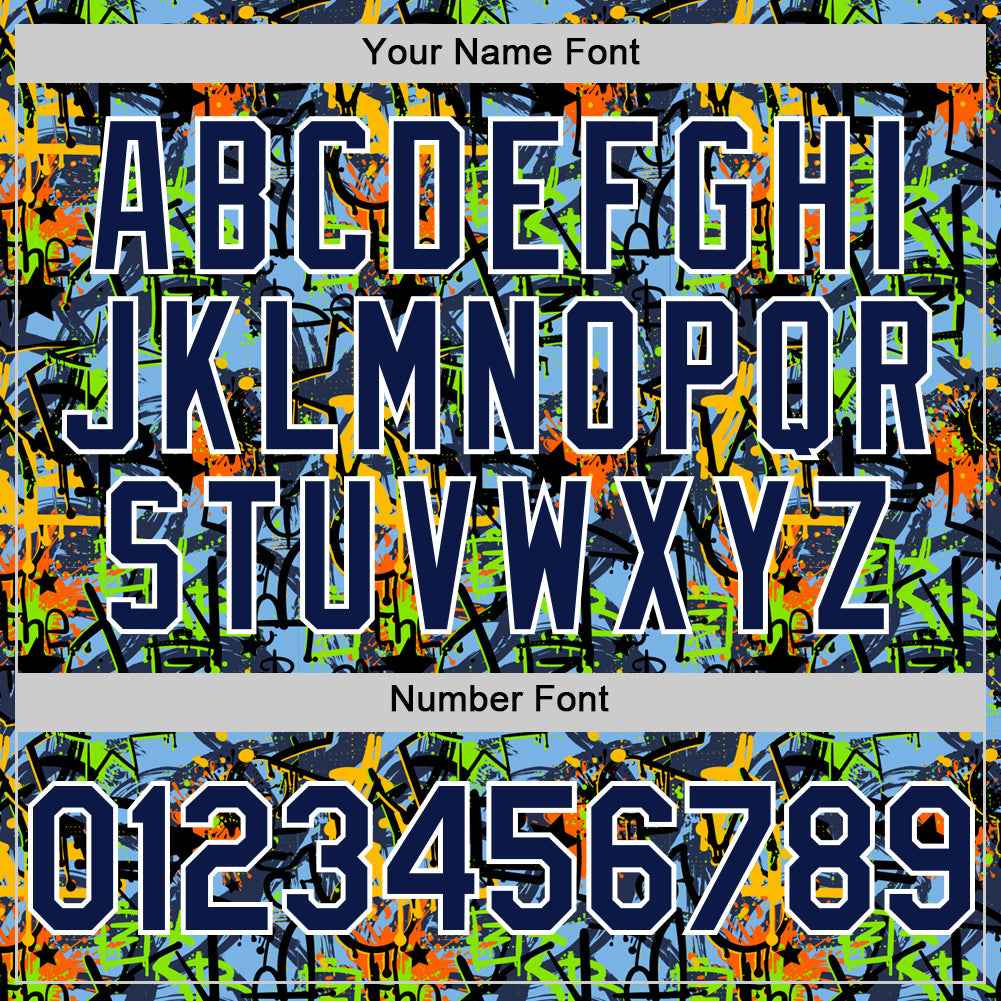 Custom Graffiti Pattern Navy-White Splatter Authentic Baseball Jersey view 5