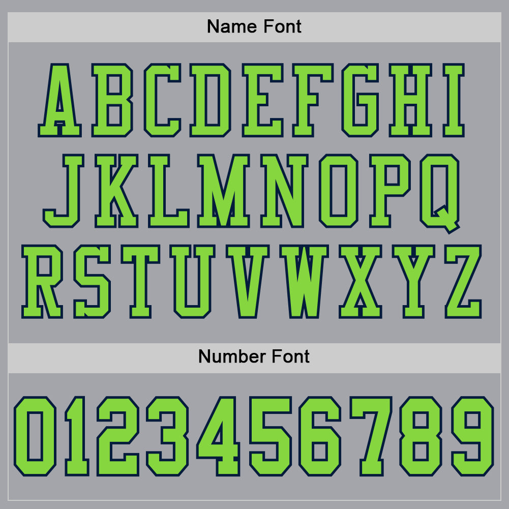 Custom Gray Neon Green-Navy Mesh Authentic Football Jersey view 4