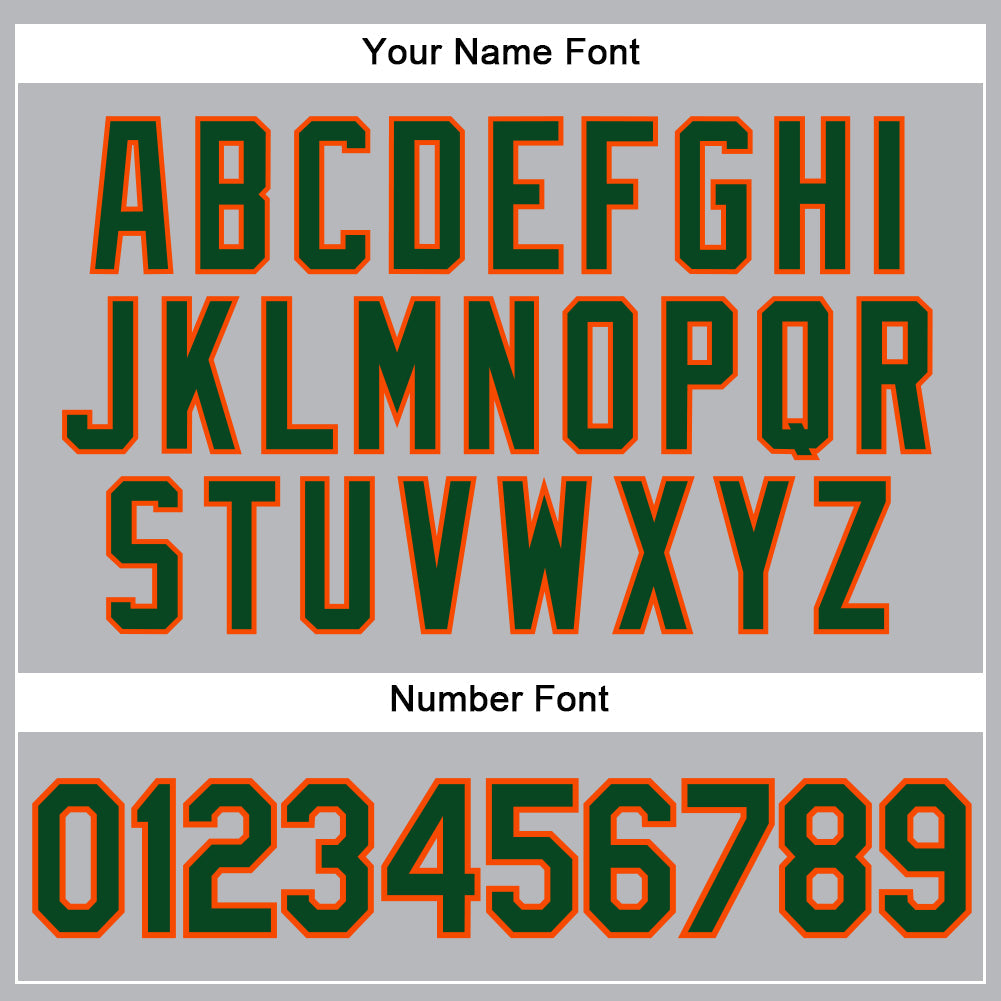 Custom Gray Green Pinstripe Orange Authentic Baseball Jersey view 5