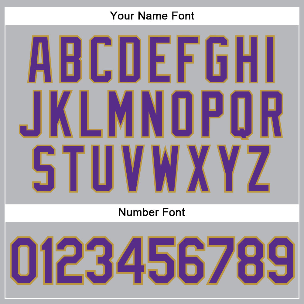 Custom Gray Purple Pinstripe Old Gold Authentic Baseball Jersey view 6