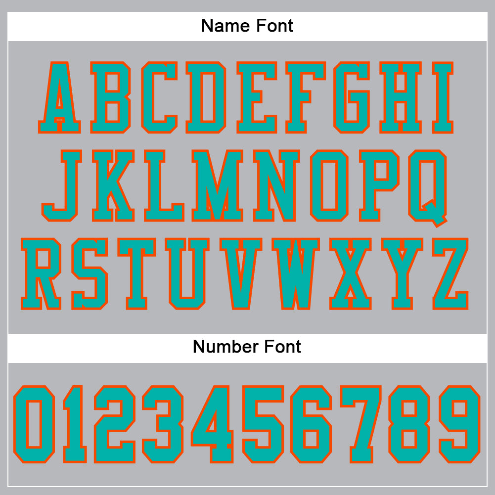 Custom Gray Aqua-Orange Mesh Authentic Football Jersey view 4