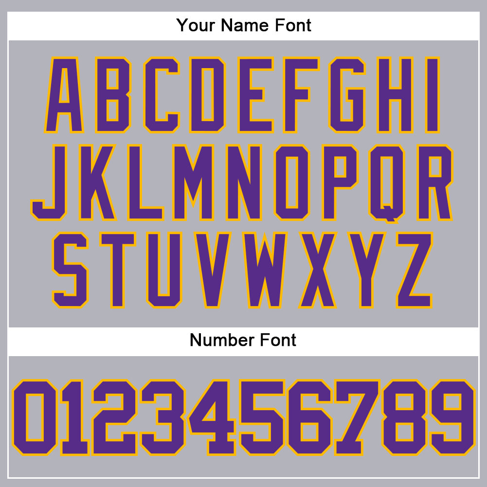 Custom Gray Purple-Gold Authentic Baseball Jersey view 5