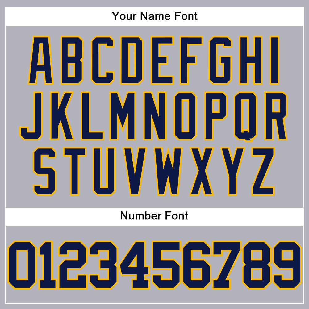 Custom Gray Navy-Gold Authentic Baseball Jersey view 5