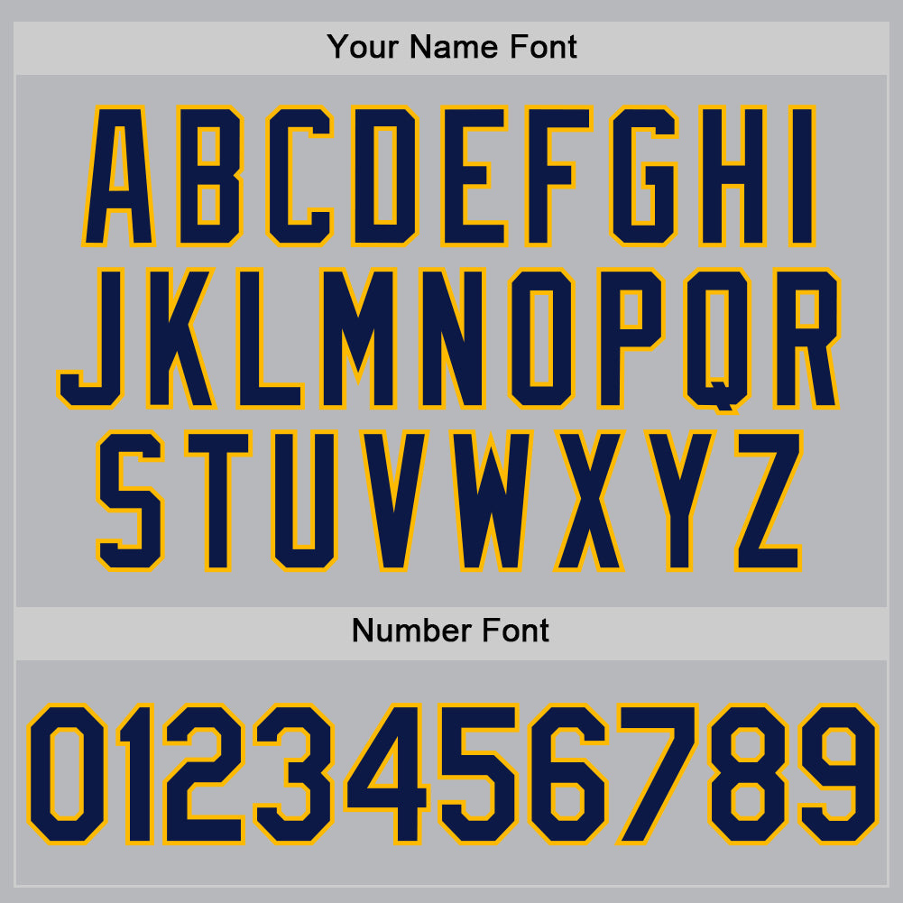 Custom Gray Navy-Gold Authentic Throwback Baseball Jersey view 5