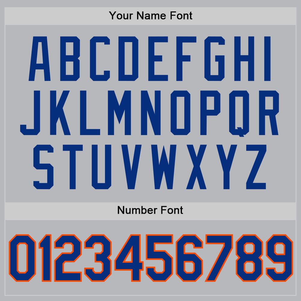 Custom Gray Royal-Orange Authentic Throwback Baseball Jersey view 5