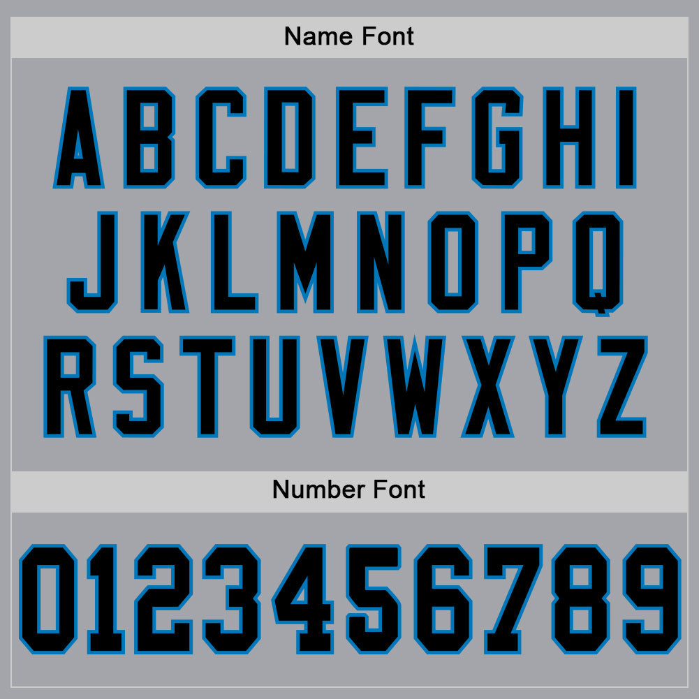 Custom Gray Black-Blue Mesh Authentic Throwback Football Jersey view 4