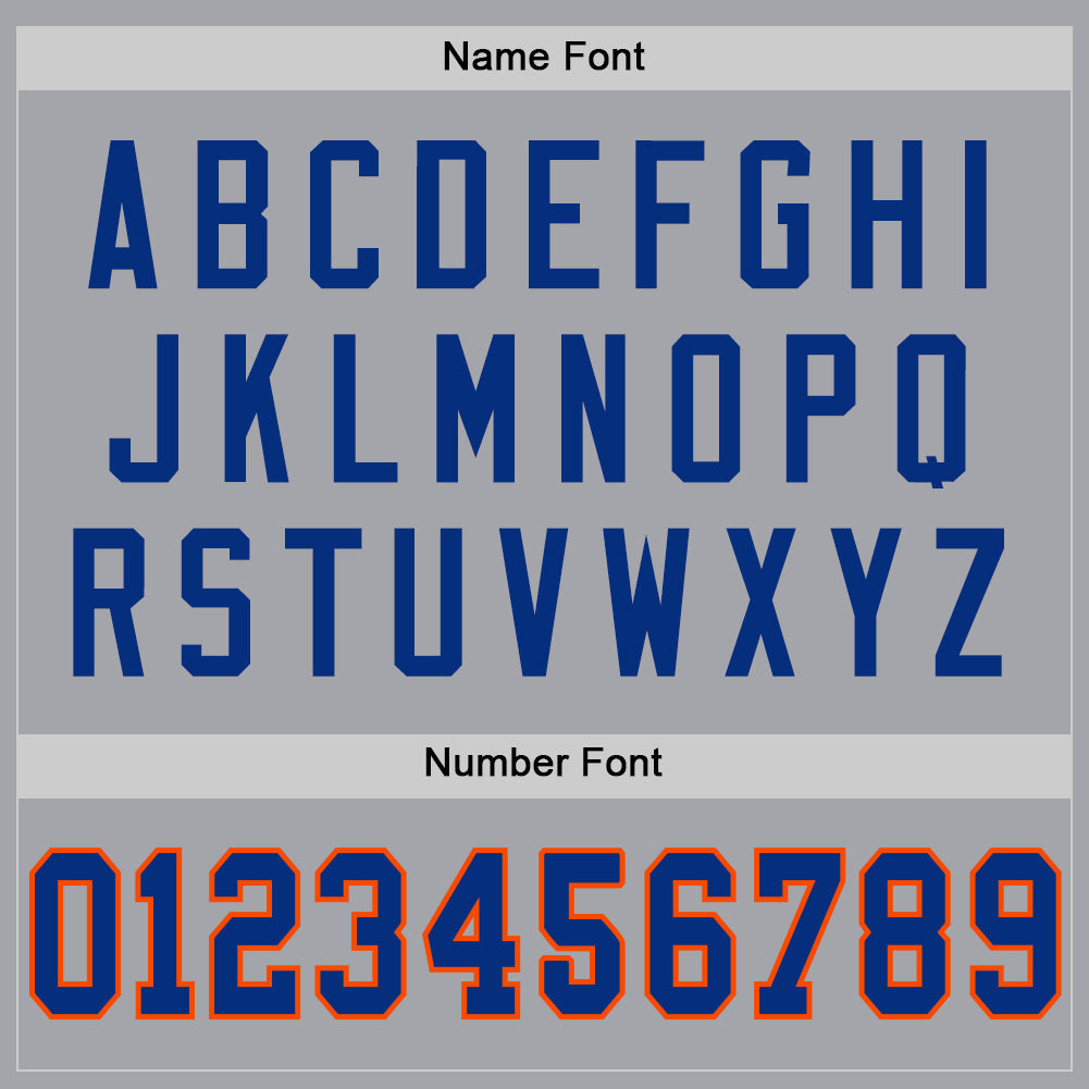 Custom Gray Royal-Orange Mesh Authentic Throwback Football Jersey view 4