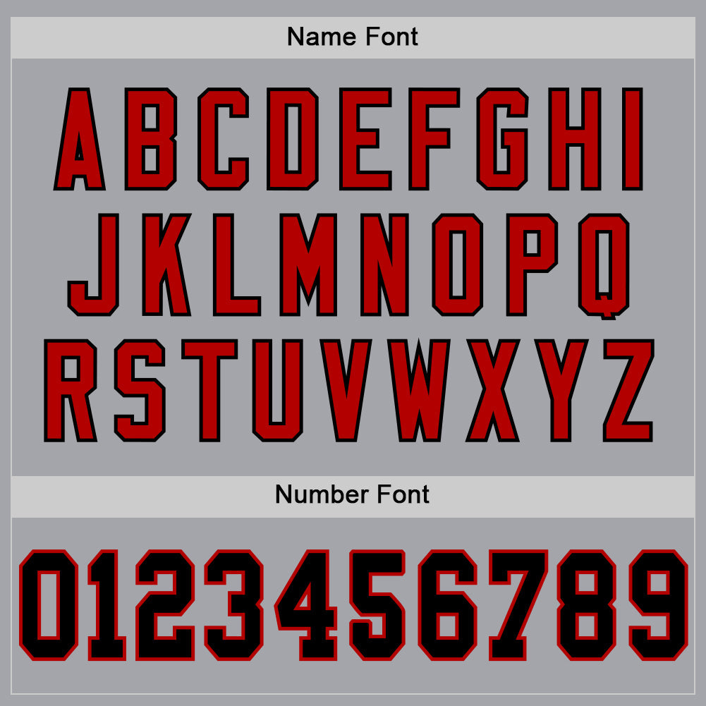 Custom Gray Black-Red Mesh Authentic Throwback Football Jersey view 4