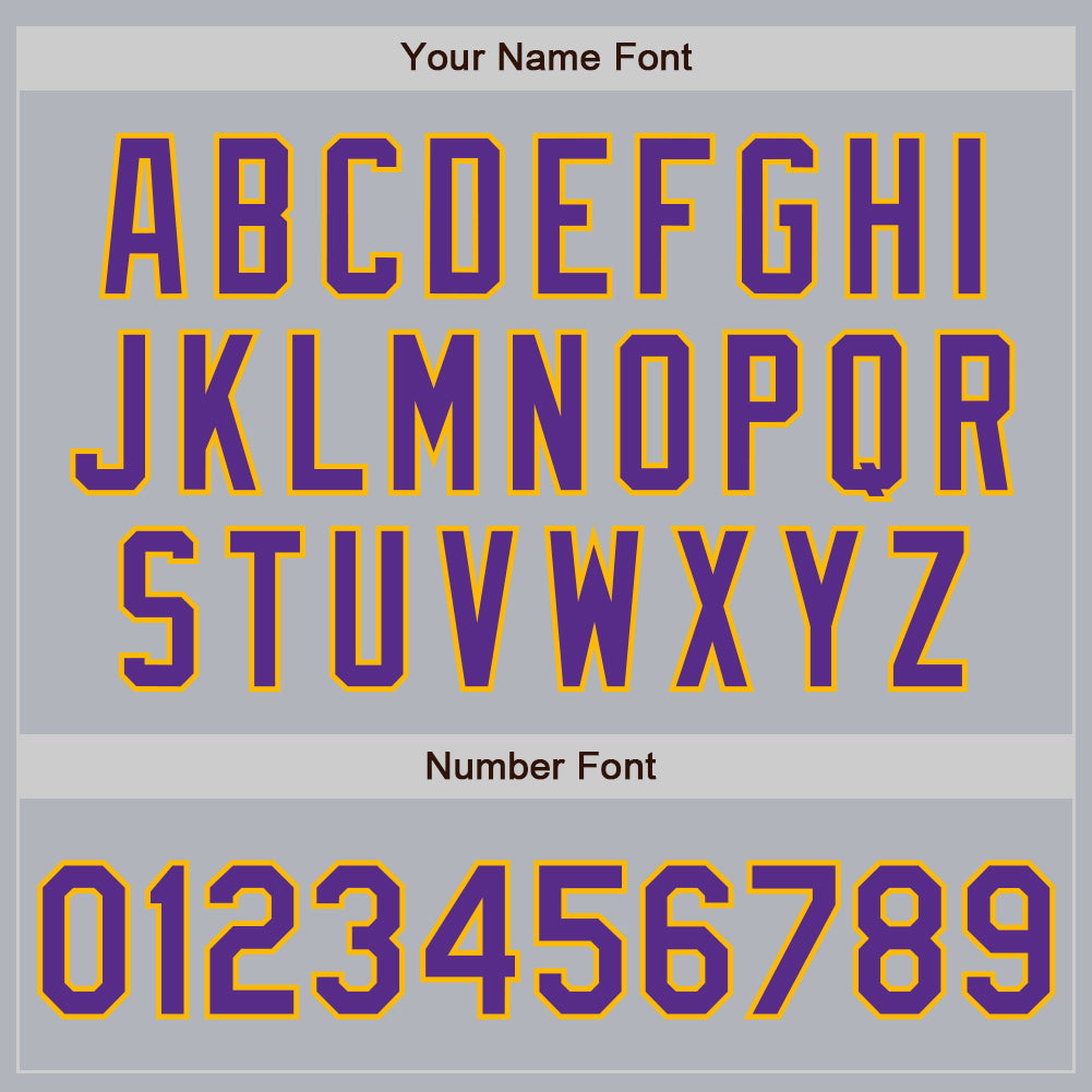 Custom Gray Purple-Gold Authentic Baseball Jersey view 8