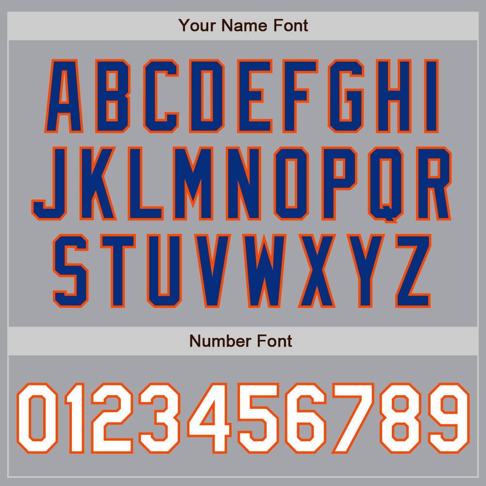 Custom Gray White Orange-Royal Authentic Baseball Jersey view 5