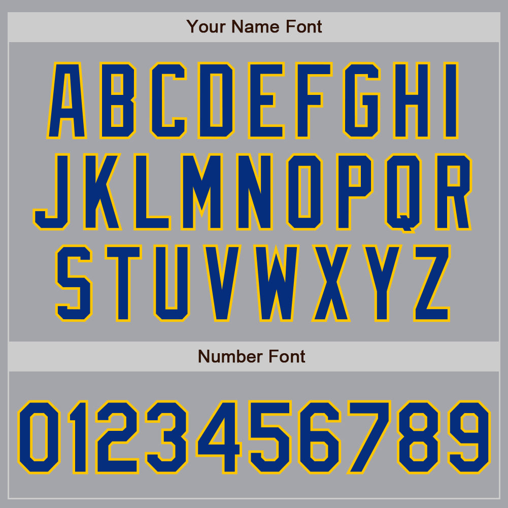 Custom Gray Royal-Yellow Authentic Baseball Jersey view 5