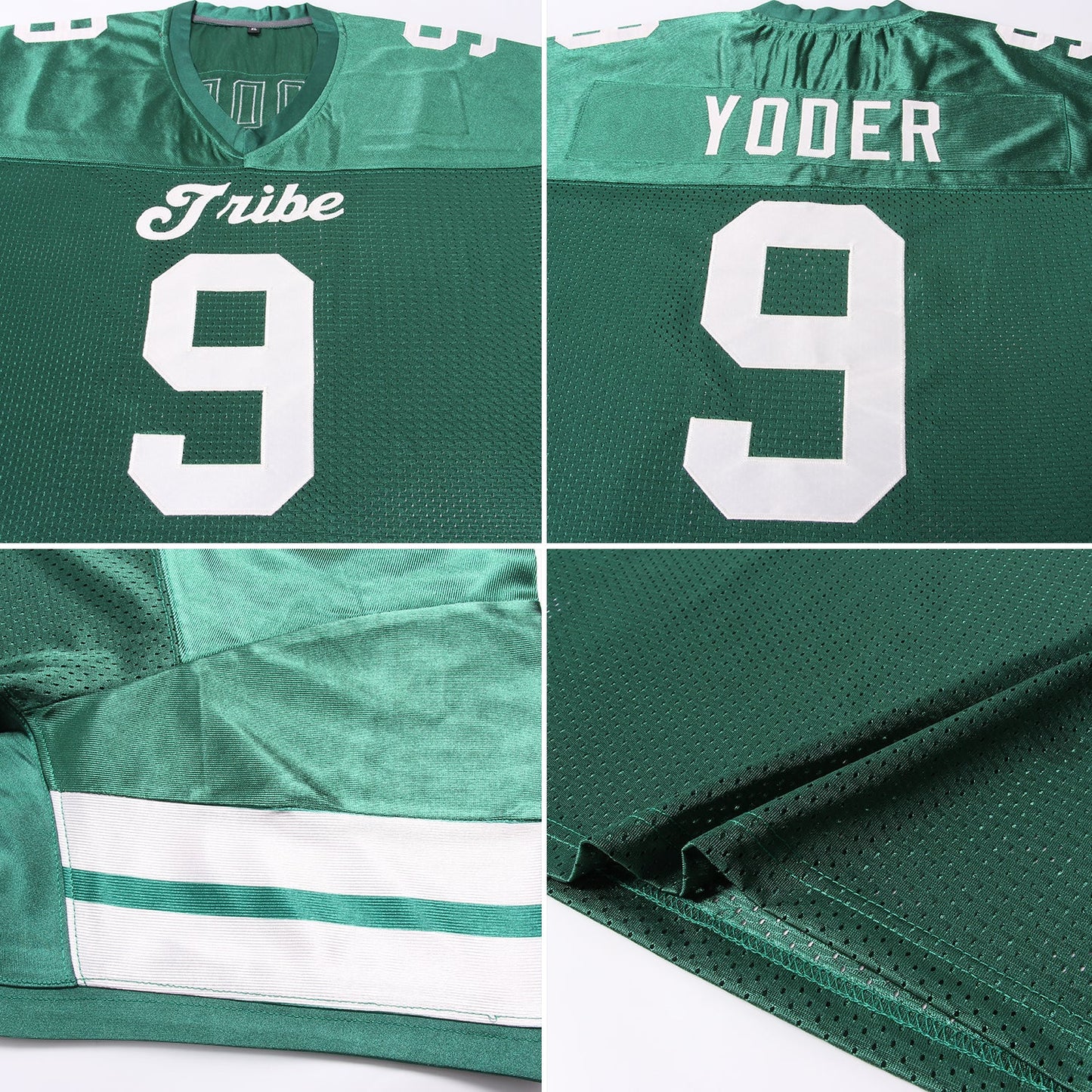 Custom Green Cream Mesh Authentic Football Jersey view 5