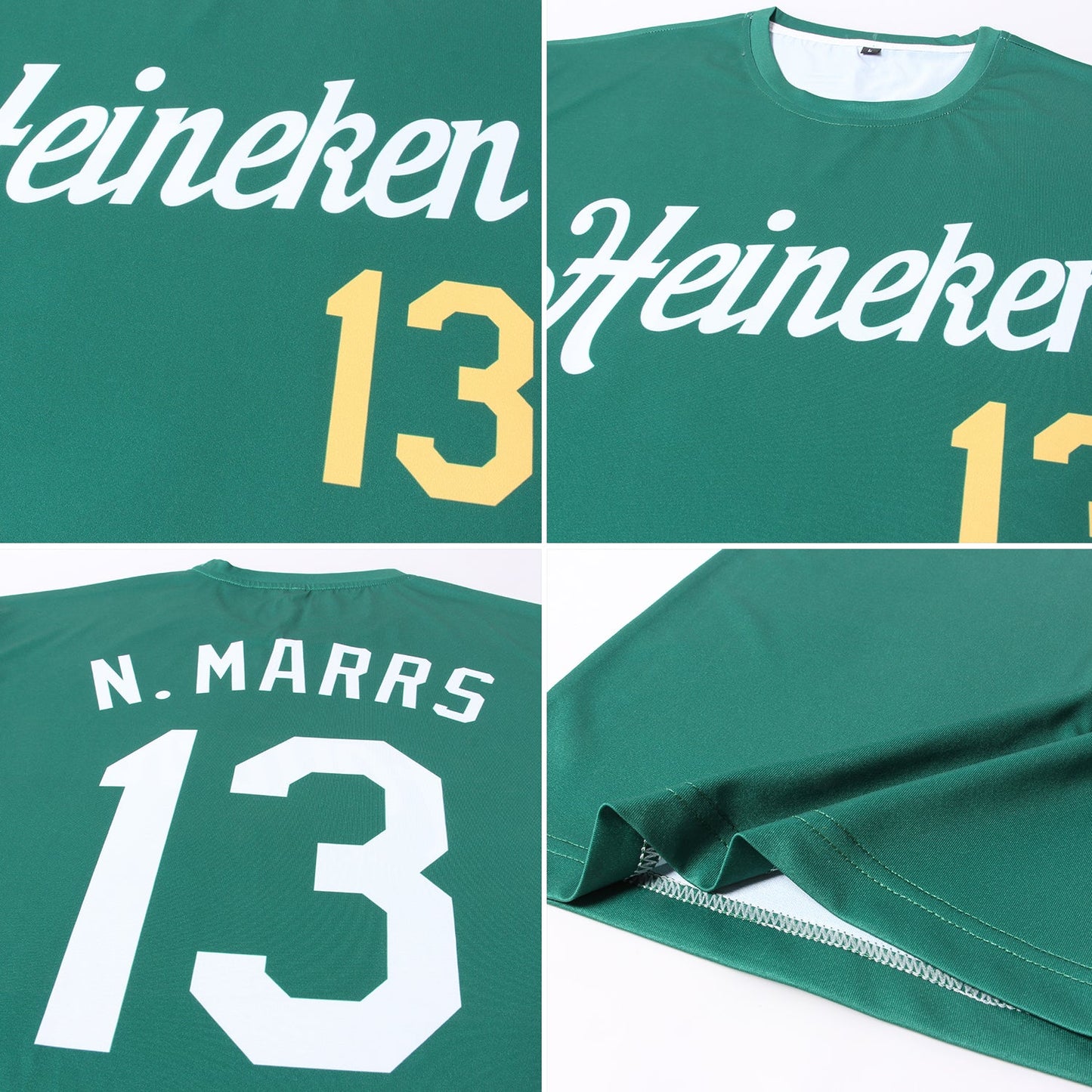 Custom Green White-Gold Performance T-Shirt view 7