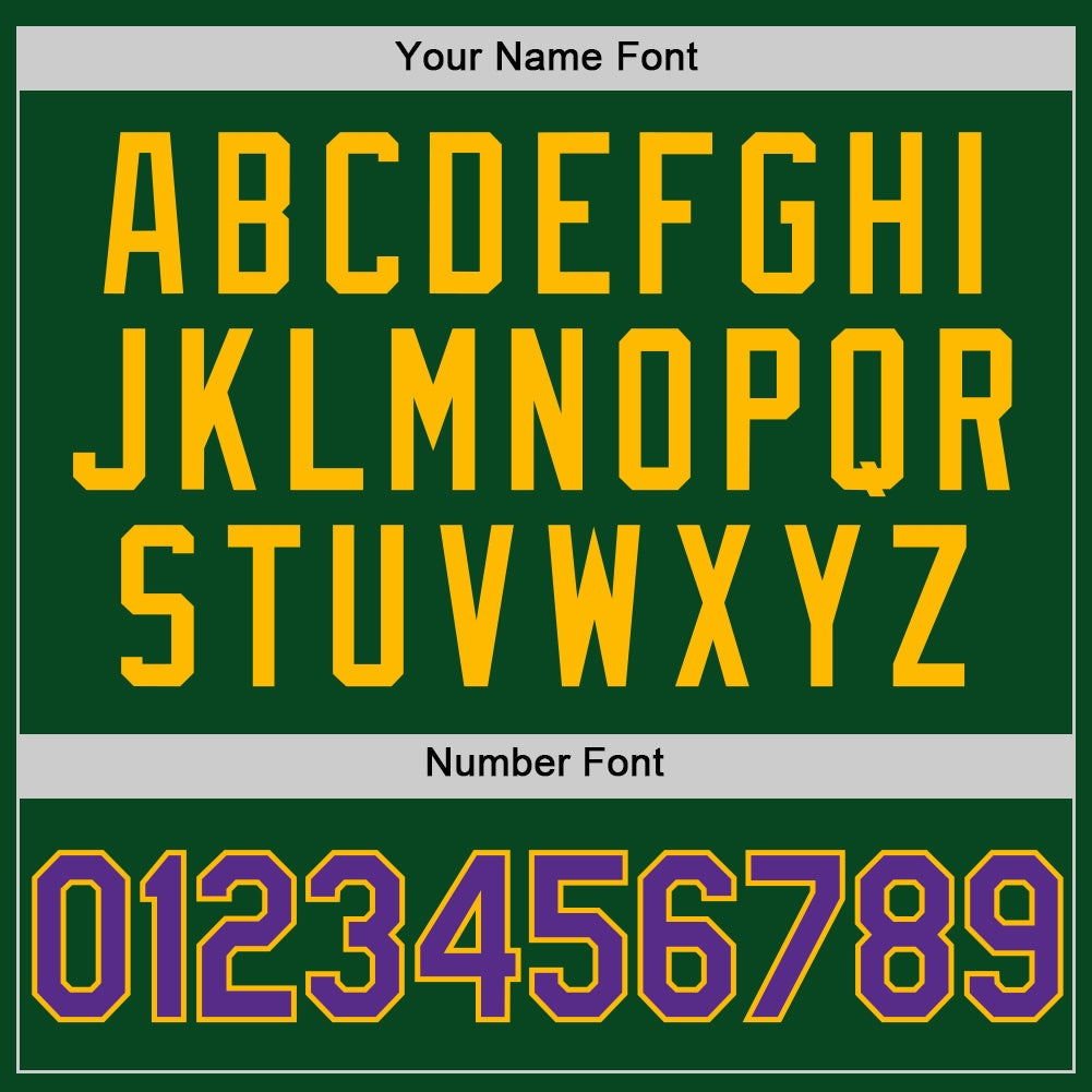 Custom Green Purple-Gold Authentic Throwback Baseball Jersey view 5