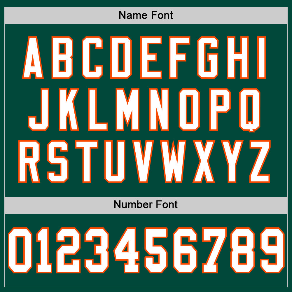 Custom Green White-Orange Mesh Authentic Throwback Football Jersey view 4