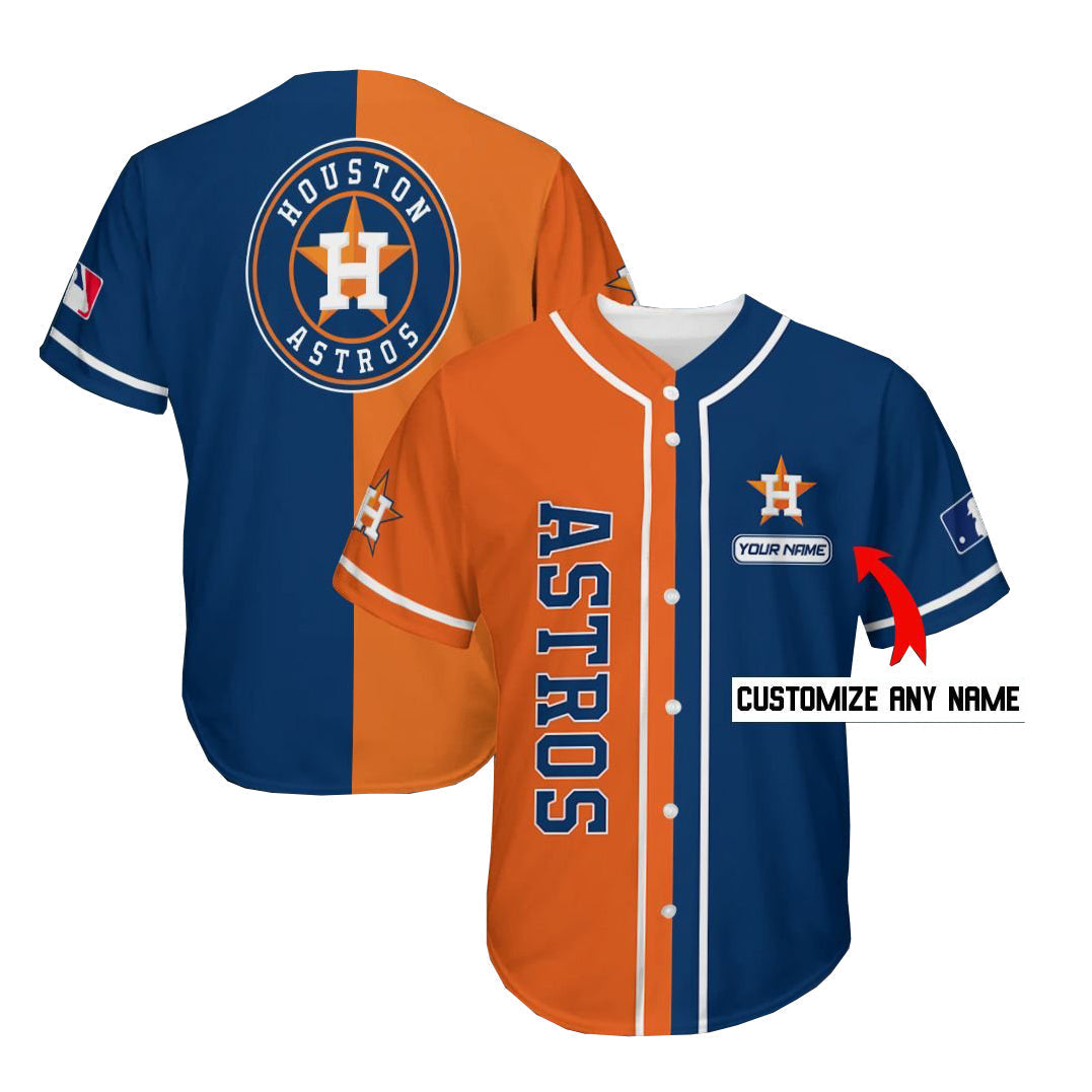 Custom Houston Astros Jersey Personalized Baseball Navy Orange Stitched Jerseys - Main View
