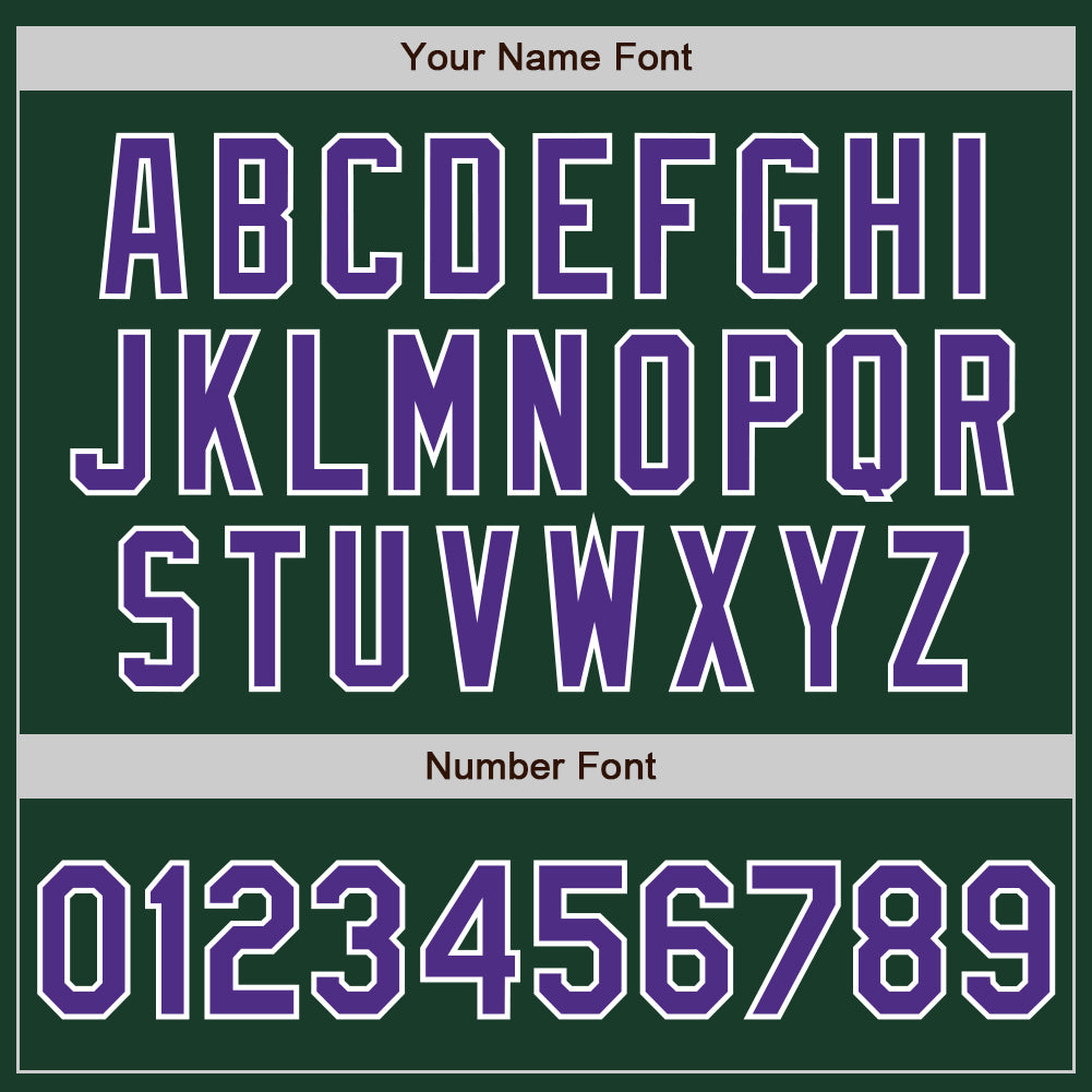 Custom Green Purple-White Bomber Full-Snap Varsity Letterman Jacket view 7